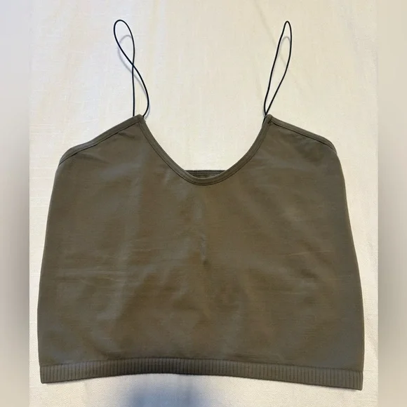 Free People, Intimately Olive Green Women's Spaghetti Strap Crop Top - Picture 1 of 6
